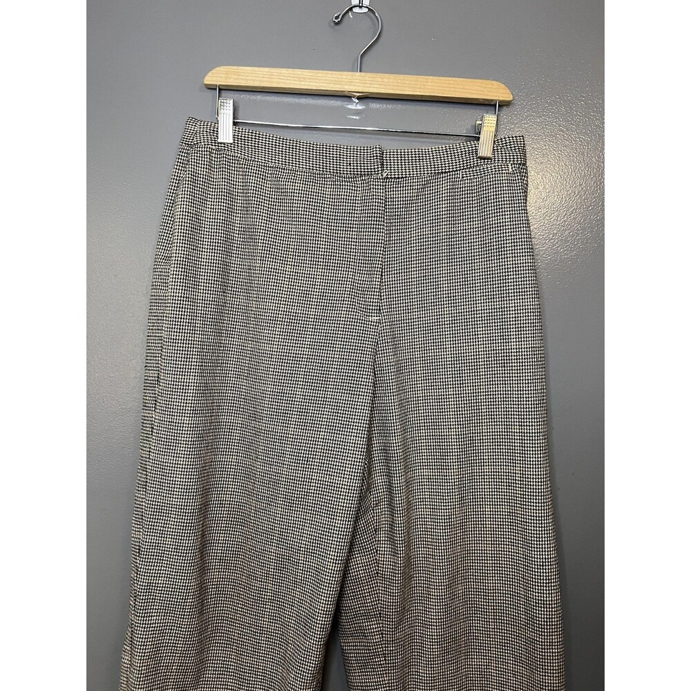 Vintage Andrea Viccaro Pants Womens 14 Brown Check Straight Leg Dress Slacks